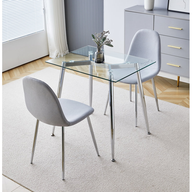 Briadale Glass Top Metal Base Dining Table