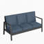 Patio 75 po 3 avec coussins bleus et structure en aluminium noir - revêtement en poudre multicouche, stabilité robuste