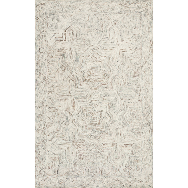 Tapis beige en laine touffeté à la main Yancheva, Rectangle 11 pi 6 po x 15 pi