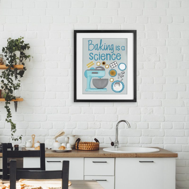 «Bake Is A Science», reproduction encadrée sous verre, design par Christine Becker, Cadre noir minuit, H 21 po x l 17 po