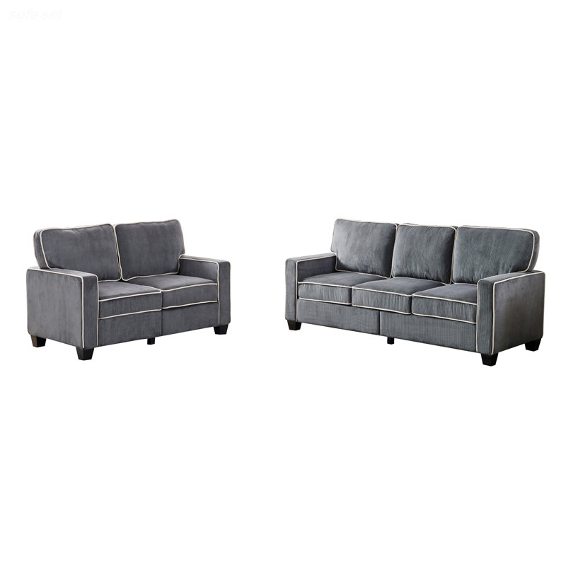 Ensemble de canapé de salon avec rangement, Gris foncé