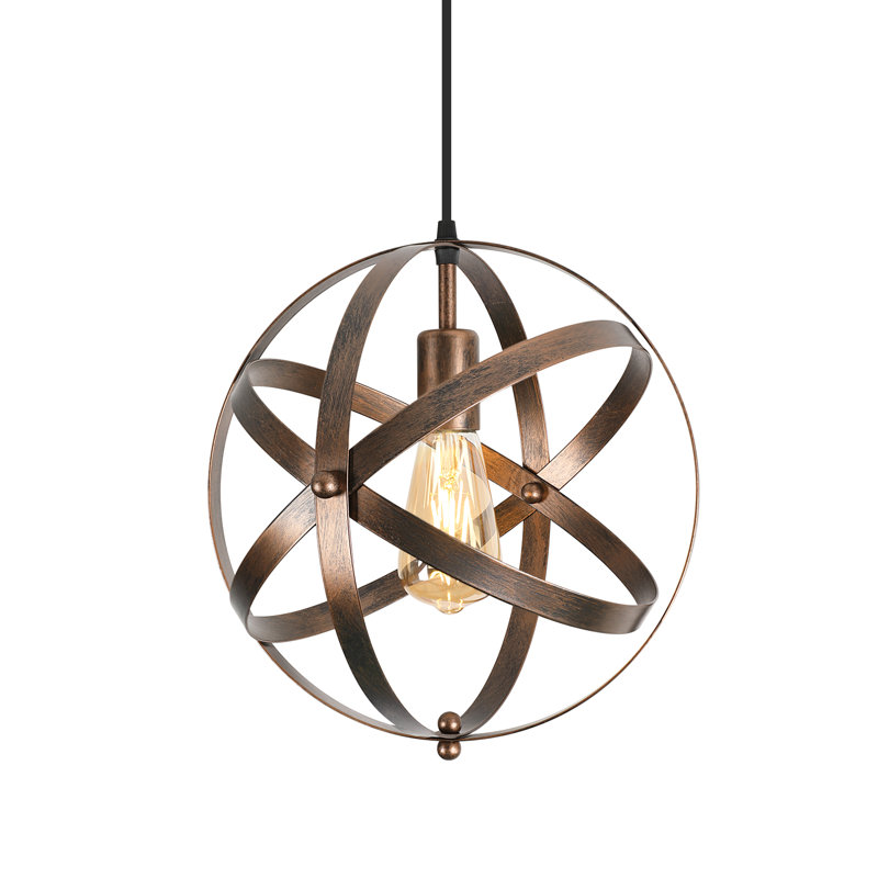 Vintage Industrial Pendant Ceiling Light Fitting E27 Globe Chandelier, Rust Color