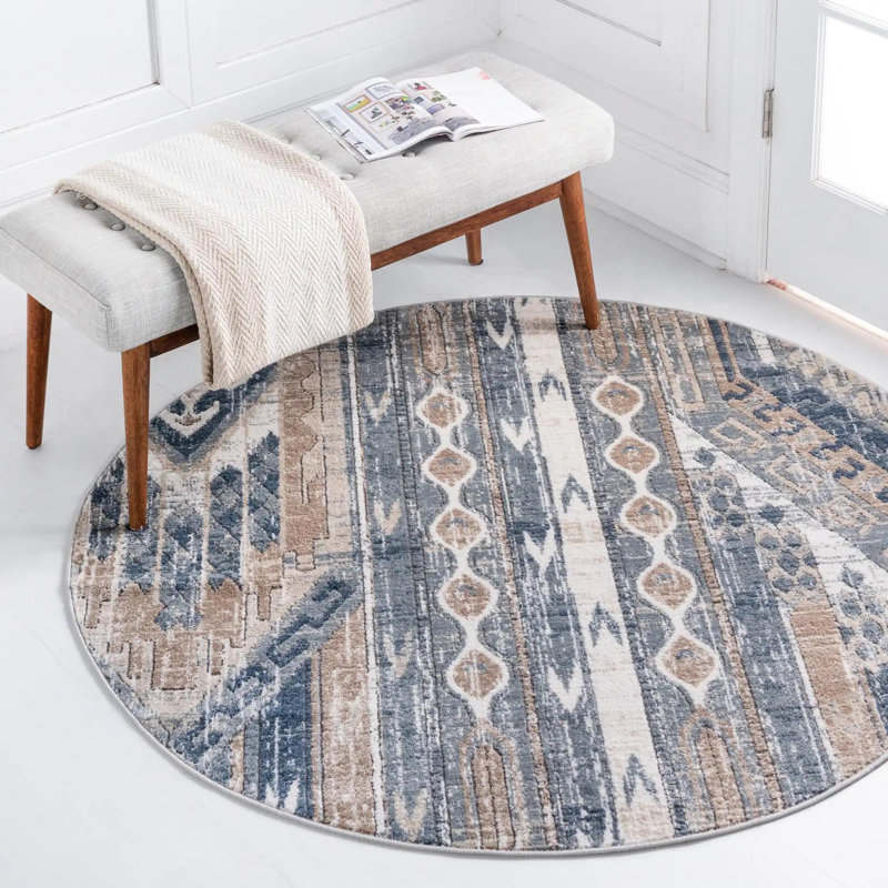 Tapis contemporain contemporain Wenden, Rond 5 pi 3 po