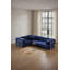 Canapé modulaire en L en velours bleu avec assise basse-1540968138