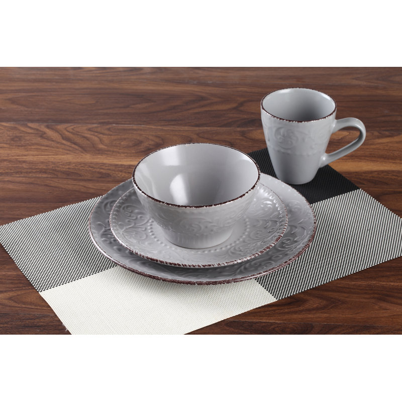 Service de table en grès 16 pièces Lorren Home Trends Lorren, service pour 4, gris