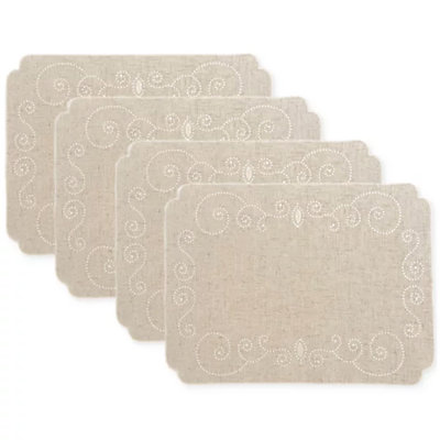 French Perle Embroidered 13"x18" Placemats