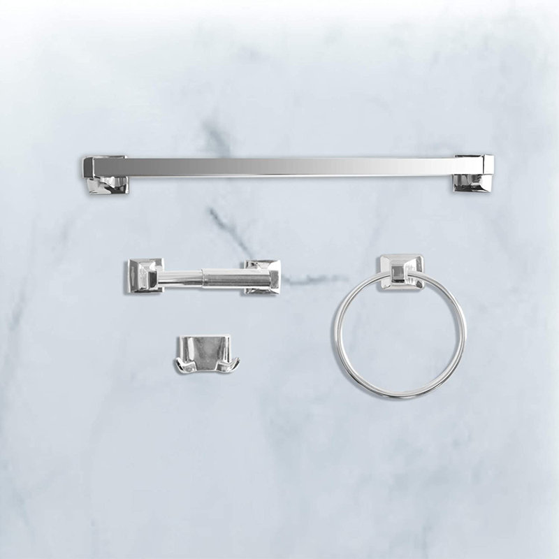 Ensemble de quincaillerie de salle de bain 4 pièces, Chrome poli
