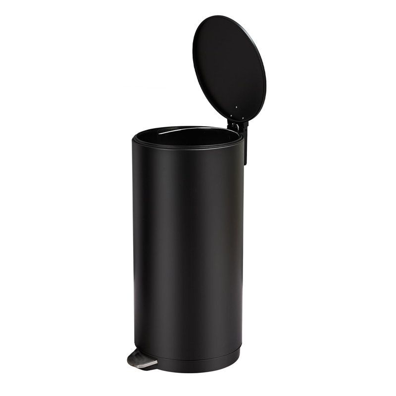 Poubelle à pédale ronde 30L avec couvercle à fermeture douce, poubelle en acier inoxydable avec pédale et seau intérieur pour le bureau à domicile