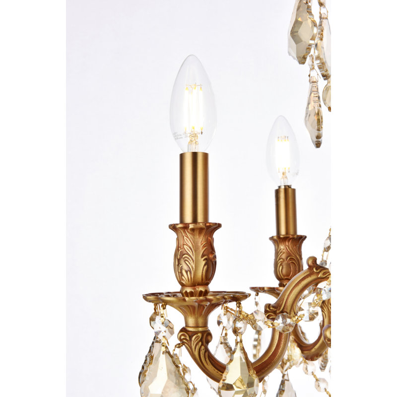 Ashmin 5 - Light Crystal Dimmable Classic / Traditional Chandelier, French Gold / Golden Teak (Smoky) / Royal Cut