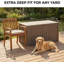 Boîte de rangement 200 gallons en résine brune pour outils de jardin, accessoires de piscine et coussins d'extérieur-126489540-126489541