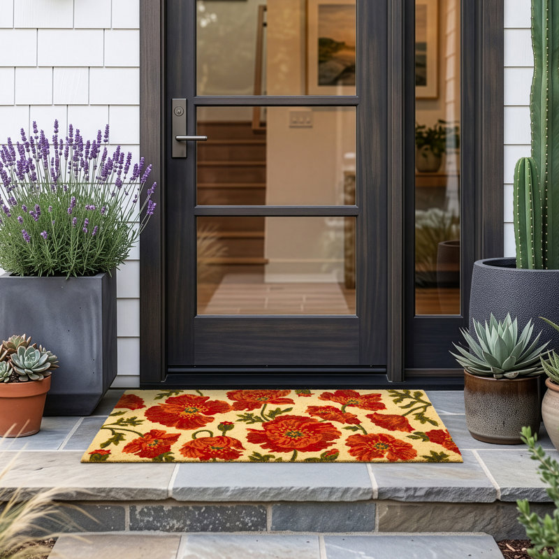 Tapis d'entrée rouge 30 po x 18 po Red Poppies, 20" L x 40" W
