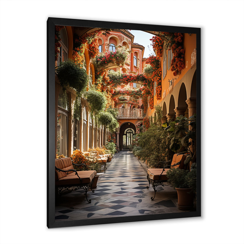Espagnole, art mural espagnol, reproduction de paysage hacienda - Arabu espagnol hacienda, Cadre photo noir