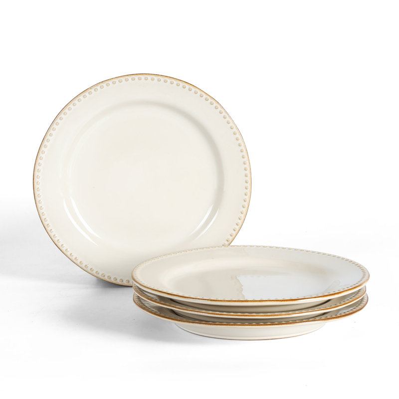 Ensemble de 4 assiettes en grès Stone Lain Comet, Crème