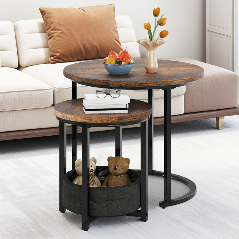 2- Piece Wooden Coffee Table Set, Centre Table, Brown/Black