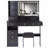 41" Large Size Left Bedside Cabinet Vanity Table+Cushioned Stool Dresser Set,2 AC+2 USB Power Station,Hair Dryer Stand, Extra Large Touch Control LED Mirror,3-Color Switch-1063473177