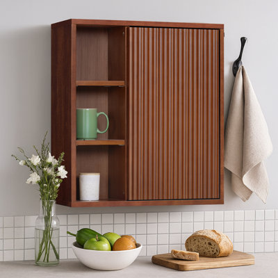 Tremolo Wall Bathroom Cabinet with Open Storage Compartments & 1 Fluted Door