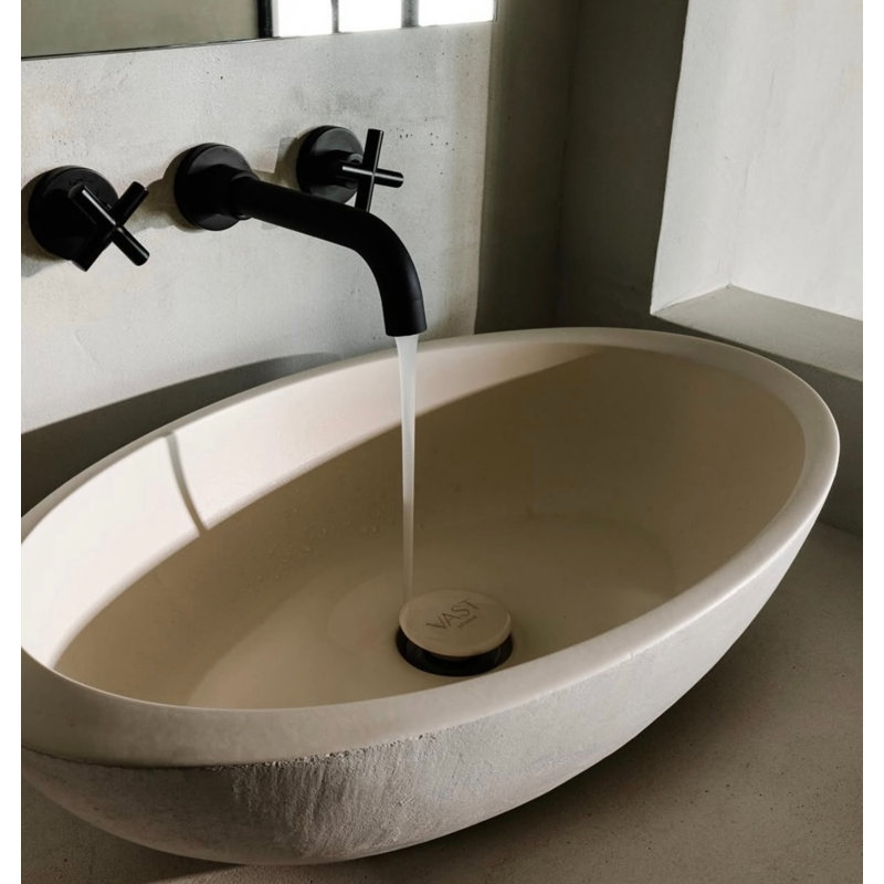 Vast Studio Vessel Sink – Oval Countertop Basin with Smooth Interior, Metallic Luxury Finish & Modern Spa-Inspired Sculpted Design