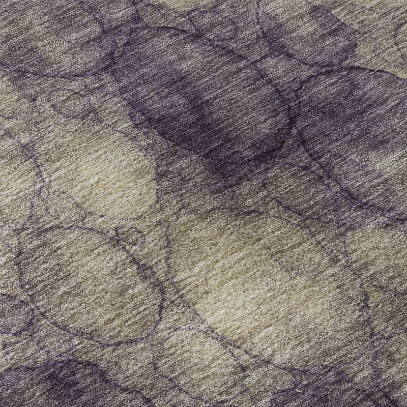 Tapis abstrait lavable à la machine de qualité supérieure Mayfield AMF2424, Prune, 10 pi x 14 pi