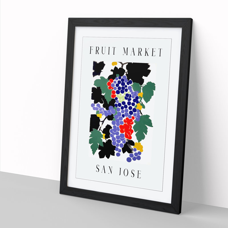 Grapes San Jose Fruit Market Exhibition - Single Picture Frame Print on Wood, 34cm H x 25cm W x 2cm D