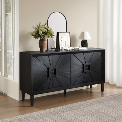 60" Premium Rustic American Farmhouse Credenza in Elegant - Heavy - Duty TV Stand & Storage Cabinet by One Allium Way