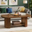 Table basse 45 po, table de bout moderne ovale à 2 niveaux avec rangement
