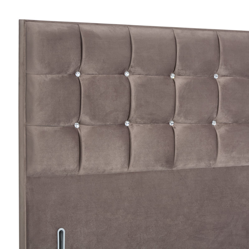 Glamour Upholstered Headboard, Double (4'6'), Plush Mole, Velvet