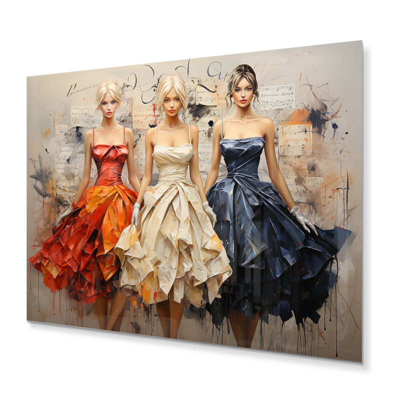 Femmes élégantes et luxueuses - Décoration murale mode en métal, H 12 po x l 20 po x P 1 po
