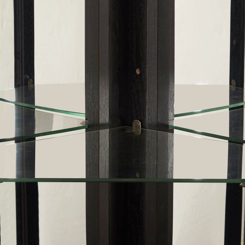 Lighted Corner Curio Cabinet - Glass Display Shelf With Tempered Glass Doors, Adjustable Shelving, Black