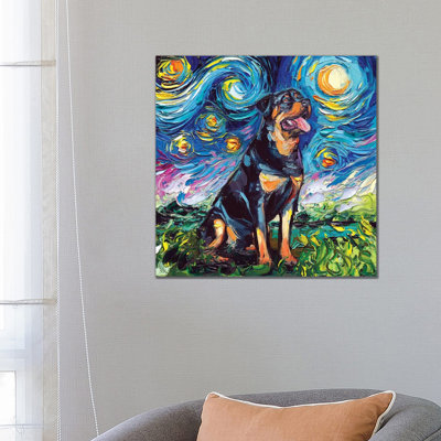 Rottweiler Night II by Aja Trier - Wrapped Canvas Print