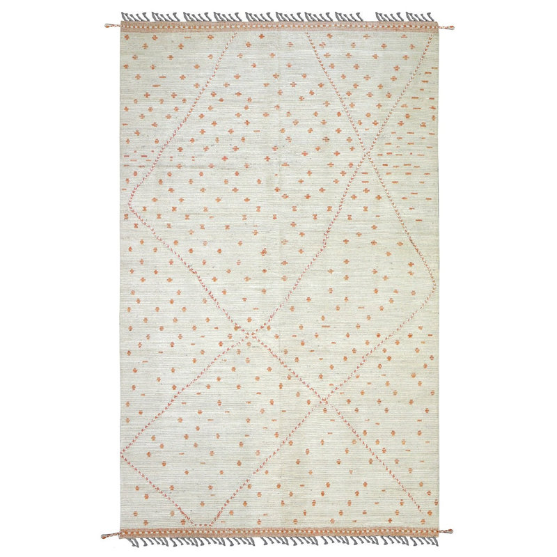 Moroccan One-of-a-Kind 8'10'' X 12'10'' New Age Wool Area Rug in Orange