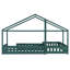 Lit simple en bois en forme de L avec garde-corps de sécurité, base de lit moderne, vert foncé