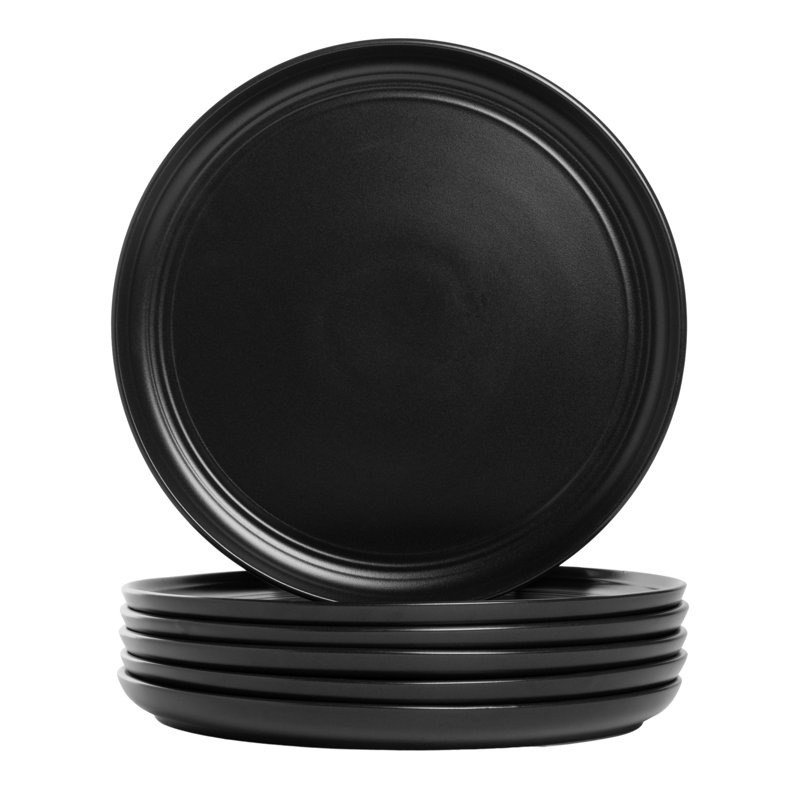 Assiette plate Double Line 10,5 po, Noir mat