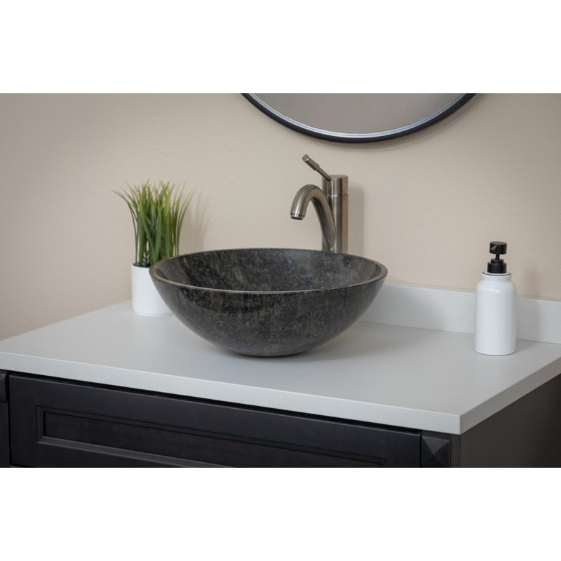 Lavabo de salle de bain vasque circulaire en granit noir / gris 16,5 po Eden Bath