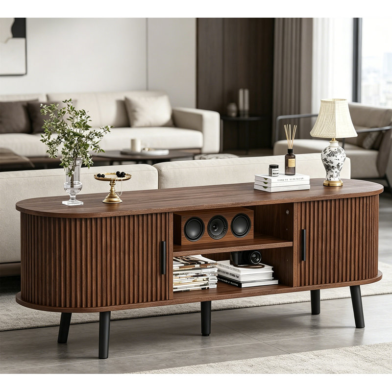 Meuble télé Mid Century, Bois brun foncé
