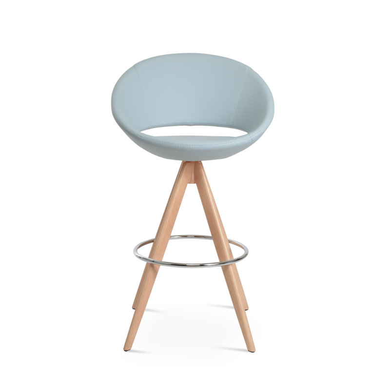 Tabouret pivotant Crescent Pyramid, 29 po de hauteur de bar, Naturel, Bleu ciel PPM