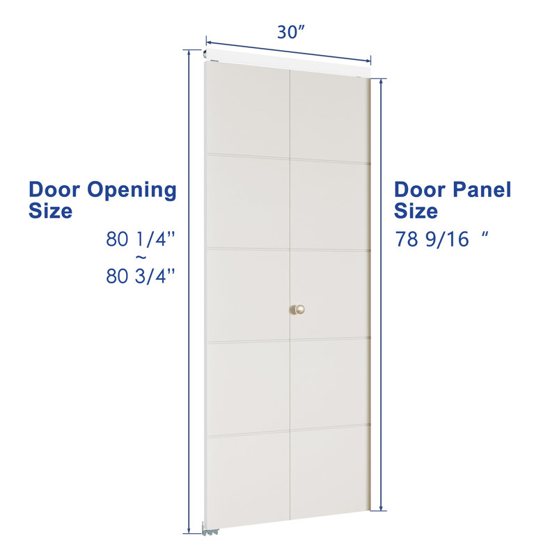 Porte pliante à 5 panneaux à 5 panneaux avec porte intérieure en bois manufacturé massif - Design affleurant moderne avec finition de qualité supérieure