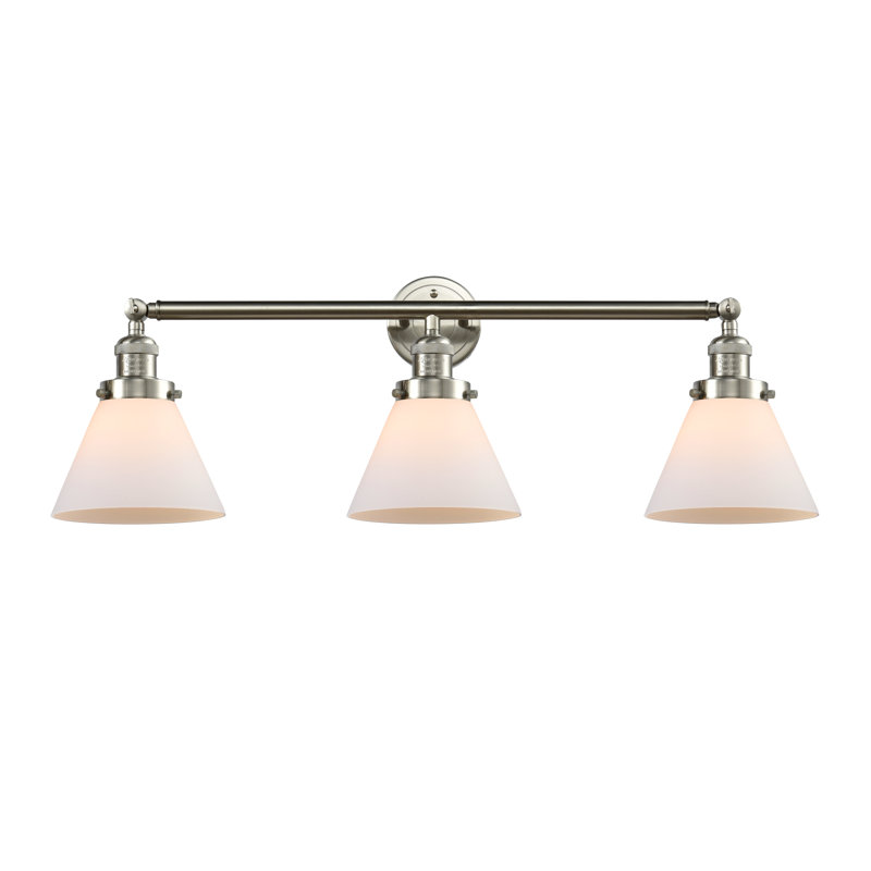 Sartain 3 - Light Dimmable Vanity Light, Brushed Satin Nickel, Matte White, Bulb Not Included