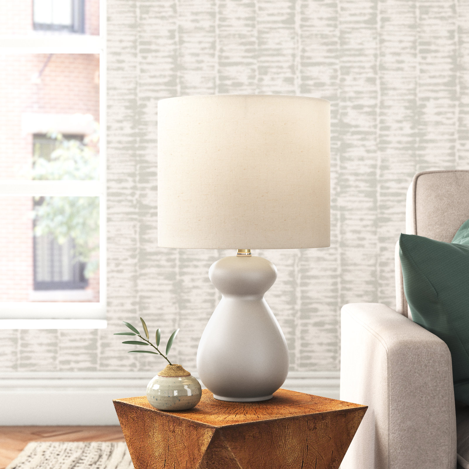 Durness Ceramic Table Lamp, Gray