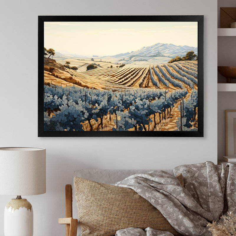 Minimalisme vignoble sur toile de fond, Cadre simple noir, H 30 po x l 40 po x P 1,5 po