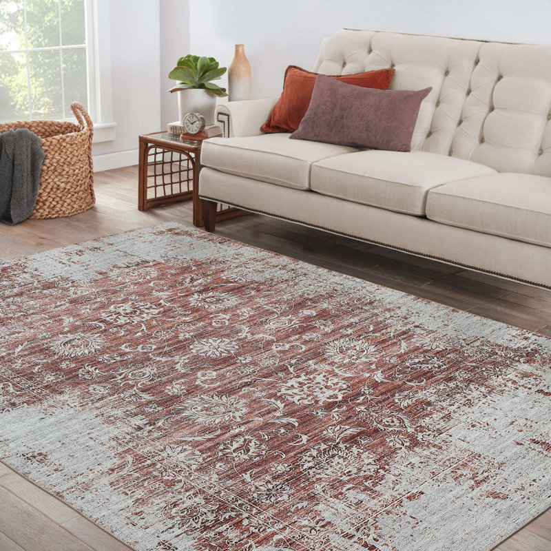 Tapis oriental vieilli 5 pi x 8 pi résistant aux taches, Rectangle 5 pi 4 po x 7 pi 7 po