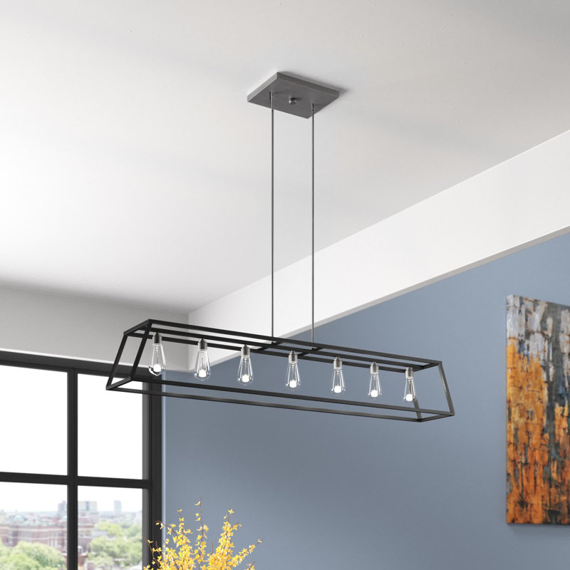 Burley Oak 7 - Light Kitchen Island Linear Pendant, Bronze