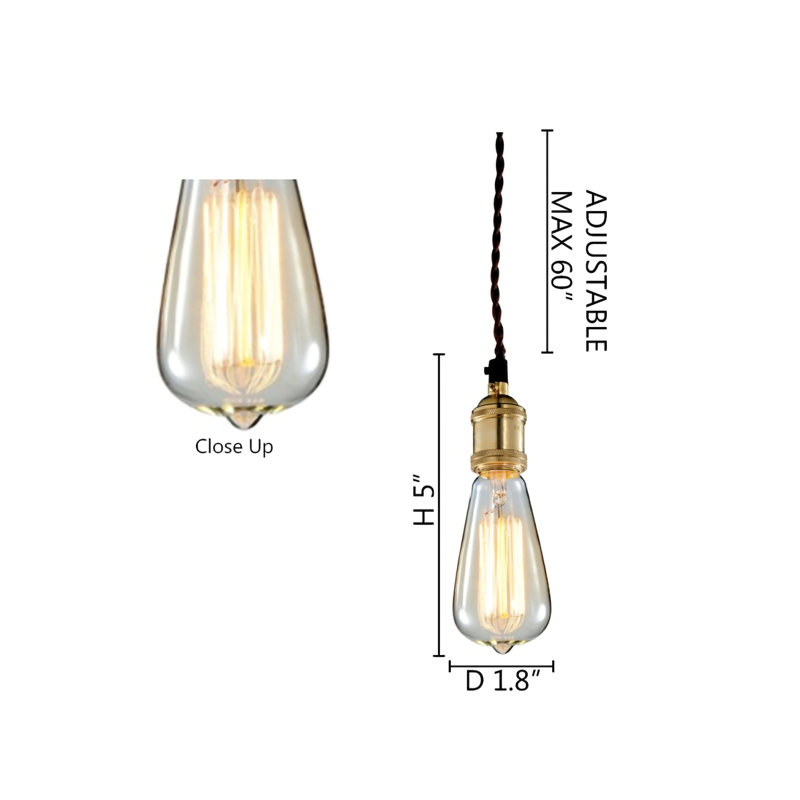 Clarissa 1 - Light Edison Bulb Pendant With Brass Hardware