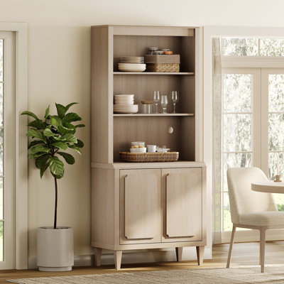 2-In-1 71" Tall Kitchen Pantry Cabinet, Wood Bookcase Display Cabinet With Embossed Doors And Adjustable Shelves, Mid-Century Modern Versatile Cupboard For Dining Room, Bedroom