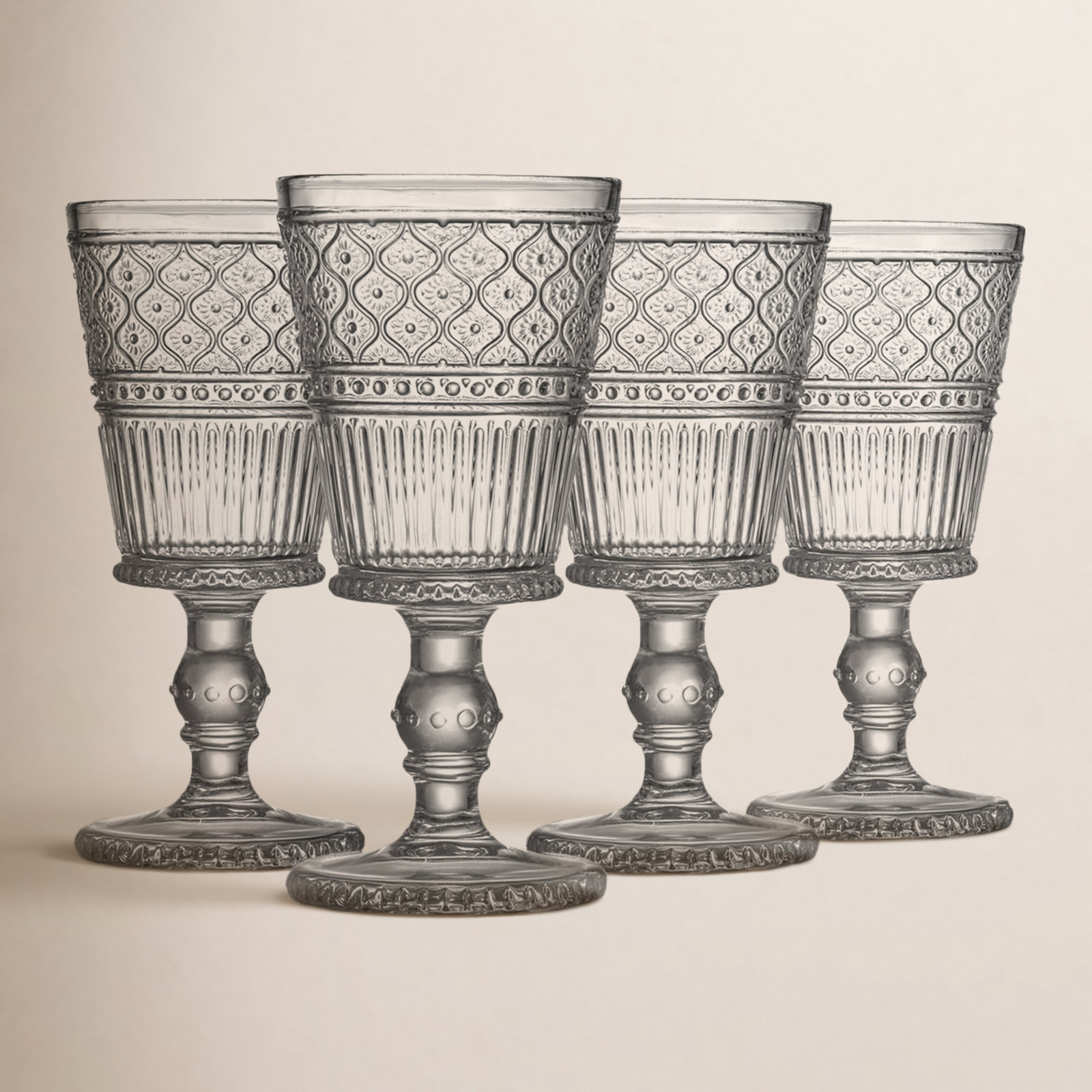 Claro Ribbed Crystal Goblet, Clear