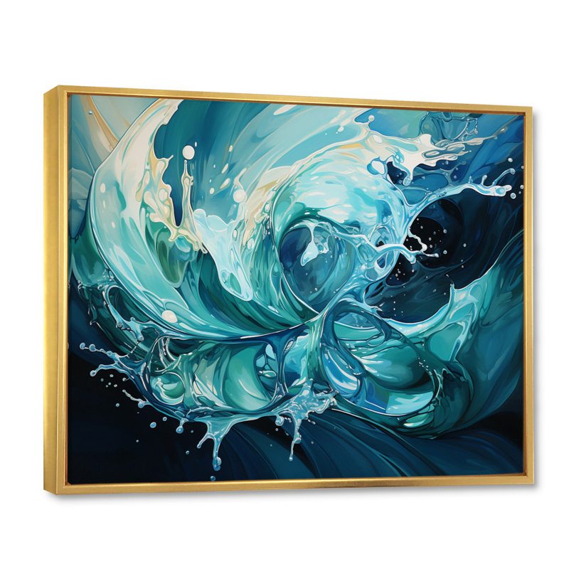 " Blue Fluid Grind I ", 24" H x 32" W x 1" D, Gold Floater Framed