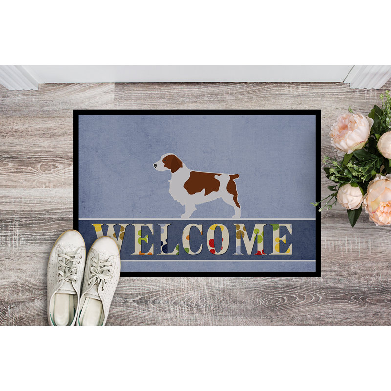 Tapis d'entrée antidérapant Welcome, Épagneul Springer gallois, Rectangulaire 2 pi x 3 pi