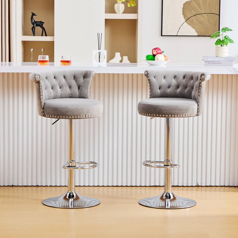Ensemble de 2 tabourets de bar, tabourets de bar pivotants avec pieds en métal, tabourets à hauteur de comptoir pour la cuisine et la salle à manger