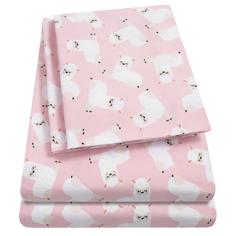 Kids' Printed Bright & Fun Microfiber Sheet Sets, Twin Extra Long, Llamas