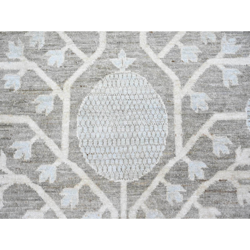 11'2"x14'3" Grey Washed Out Peshawar Hand Knotted Pure Wool Oversized Rug G73281