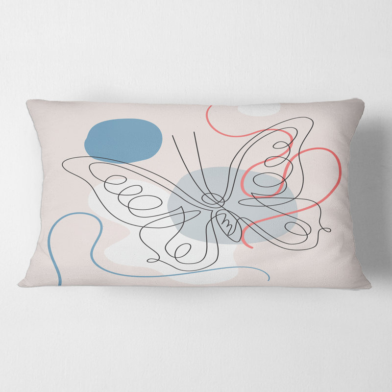 Rectangle, papillon, dessin au trait sur cubisme III - coussin décoratif moderne